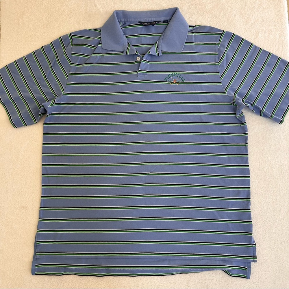 Polo Golf Ralph Lauren Men's Polo Shirt XL Blue Striped Short Sleeve Pullover